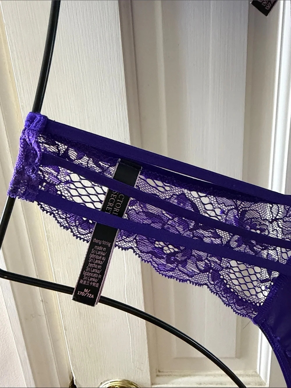 Victoria's Secret Electric Purple Lace Longline Bralette with Thong & Garter Set - Picture 12 of 16